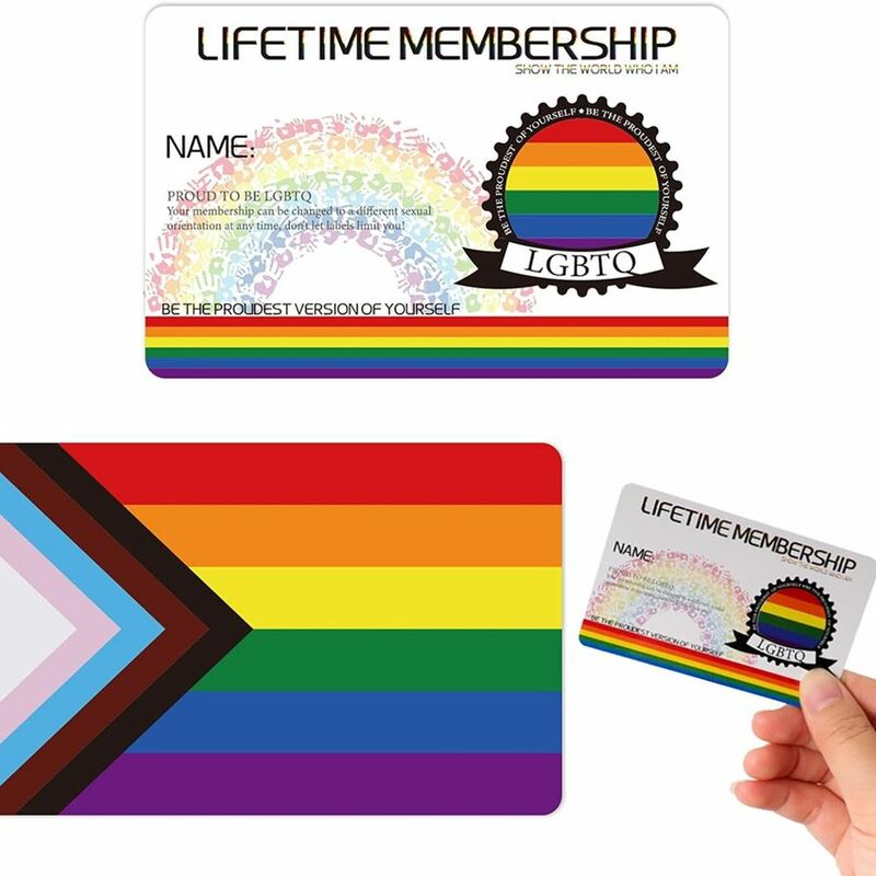 บัตรสมาชิก LGBT ของขวัญแฟชั่นการ์ดความภาคภูมิใจของเกย์สีรุ้งกันน้ำแบบพกพา LGBT ID CA