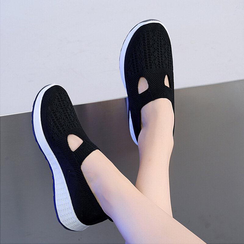 รองเท้าตาข่ายนุ่มใส่สบายสำหรับผู้หญิง, รองเท้ารองเท้าผ้าใบพื้นรองเท้ารองเท้าใส่เดินเบาสวมใส่สบาย