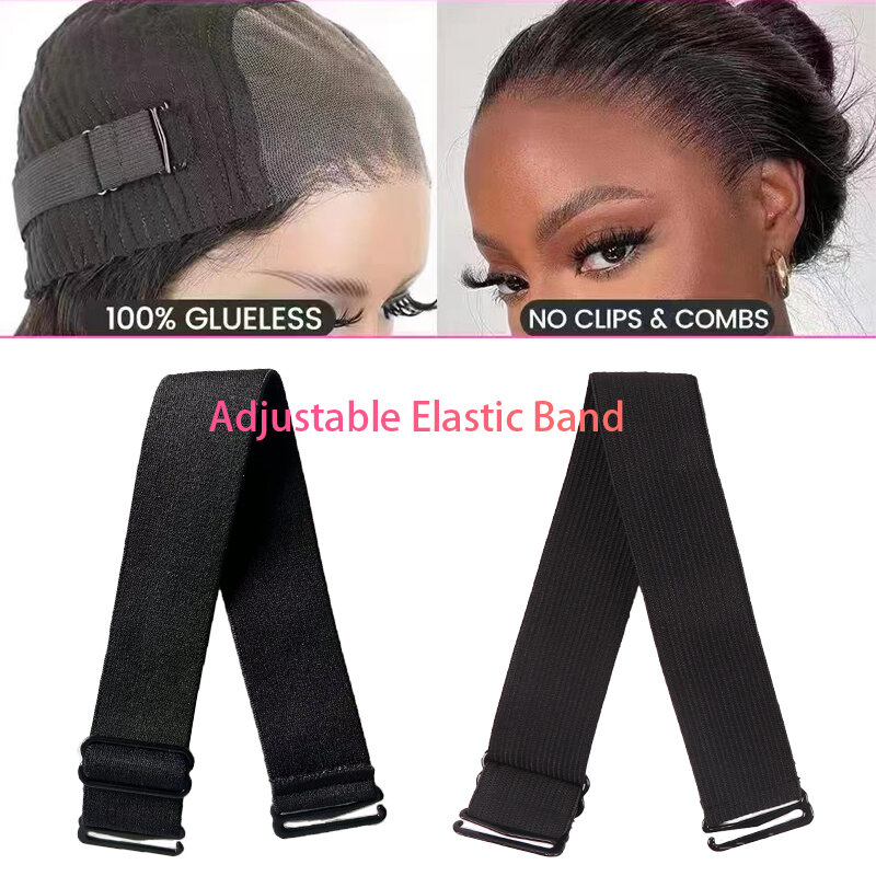 Ajustável Elastic Hair Band com Ganchos para Mulheres, Black Headband, Wig Grip, DIY Acessórios, Strap, 5Pcs