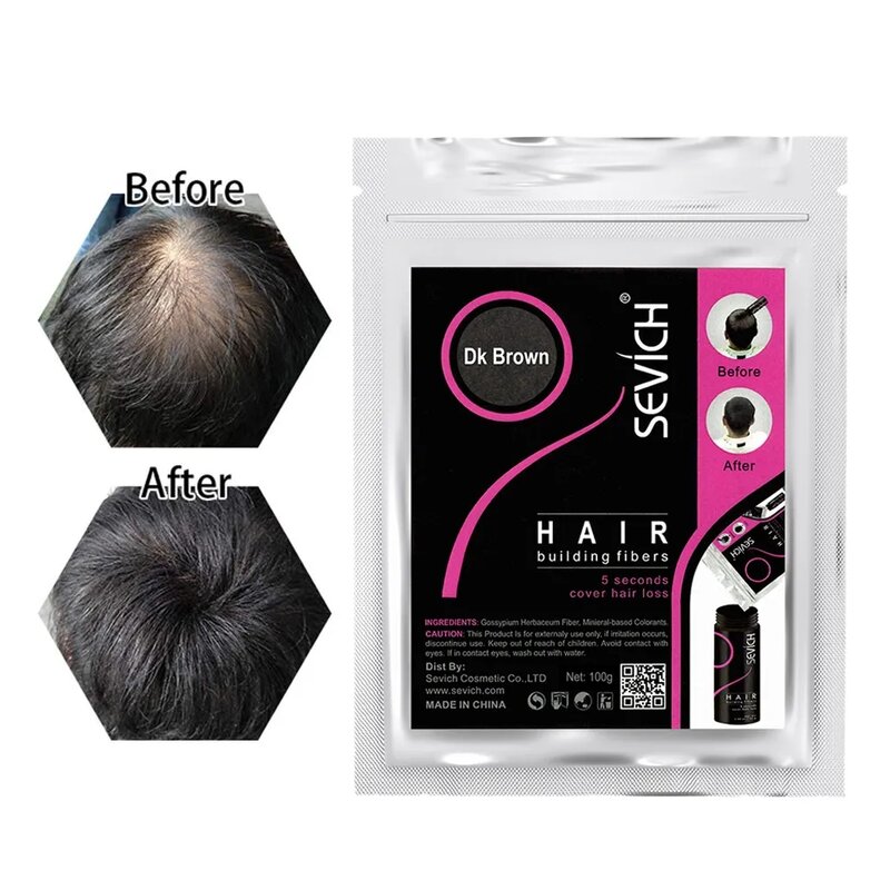 Sevich-Keratin Hair Fibers Building Fiber Powder, Crescimento instantâneo do cabelo, Refill Hair Care Product, 10 Color, 30S, 50g, 100g