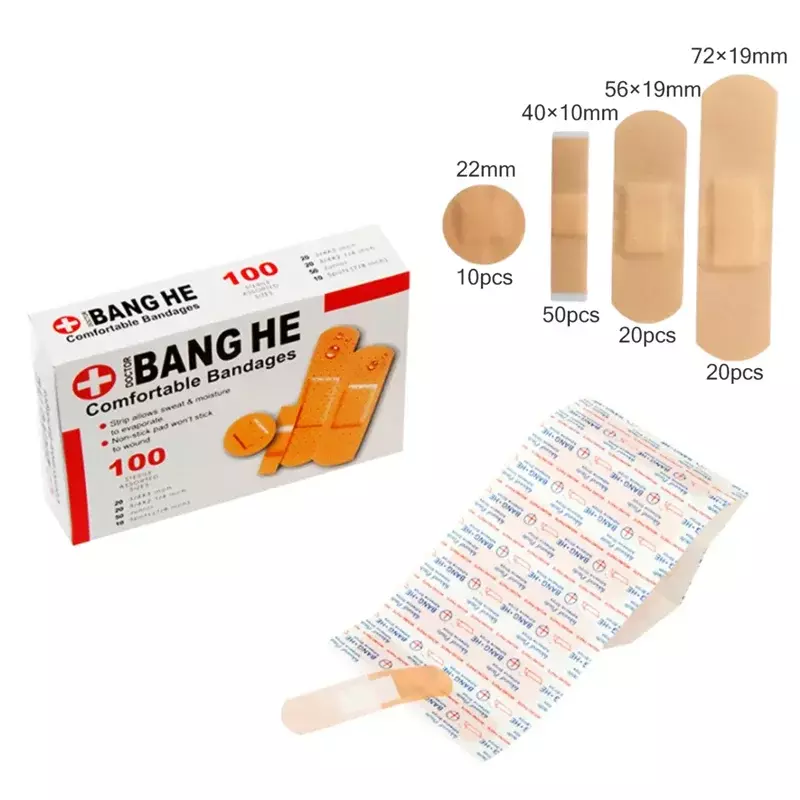 100Pcs Wasserdicht Band-Aids Atmungsaktiv Bandagen Erste Hilfe Medizinische Anti-Bakterien Wundpflaster Multi Größe Reise Notfall kits