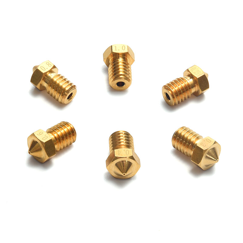 BIQU 3D printer Nozzle 3D V6&V5 J-Head M6 brass nozzle extruder nozzles 0.2/0.25/0.3/0.4/0.5/0.6/0.8/1.0 mm For 1.75mm