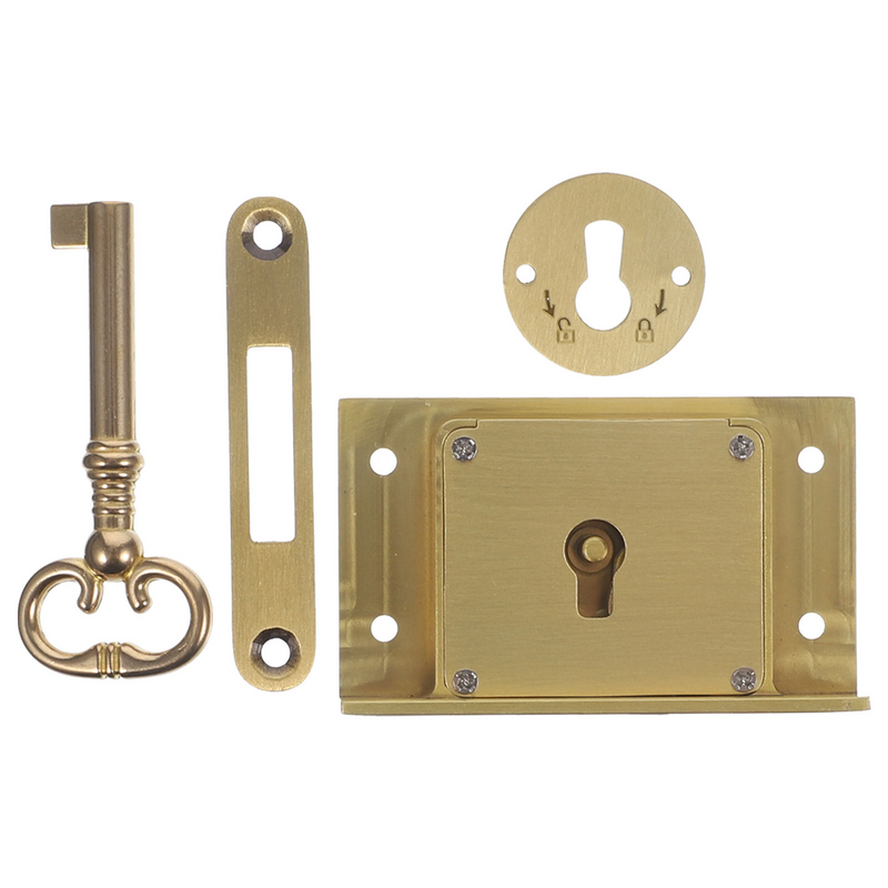 Brass Plated Flush Mount Lock Set for Cabinets, Drawers, Mailboxes, and Wardrobes