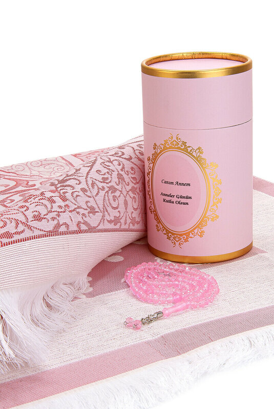 Benutzer definierte Zylinder box Set rosa mit iqrah Säkaden und Rosenkranz