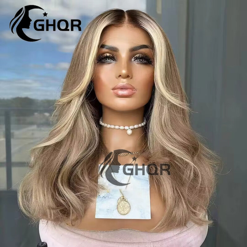 13x4 13x6 Highlight Transparent Lace Frontal Wigs Human Hair Pre Plucked Blonde Wig Human Hair Brazilian Remy Hair Glueless natu