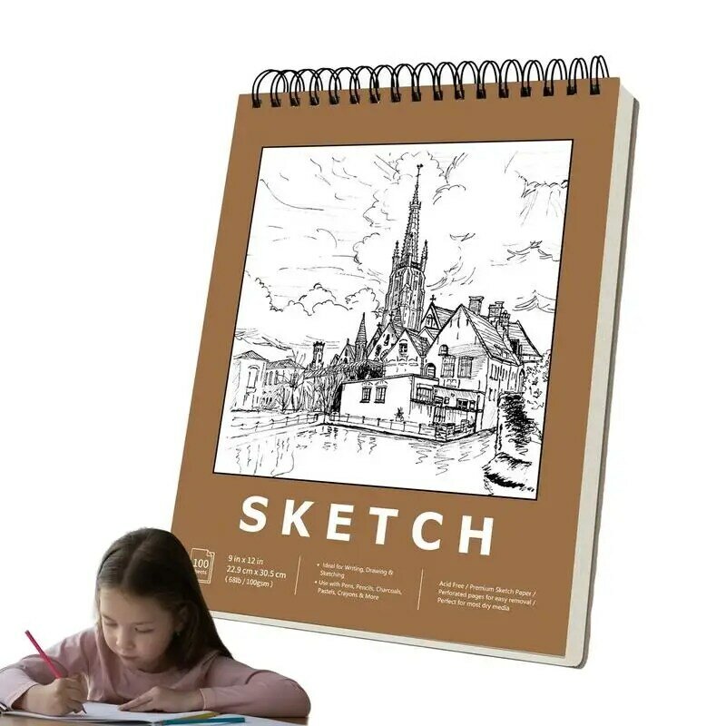 두꺼운 다기능 그리기 책 전문 크리에이티브 스케치 패드, 아트 스케치북, 100 매 드로잉 페이퍼