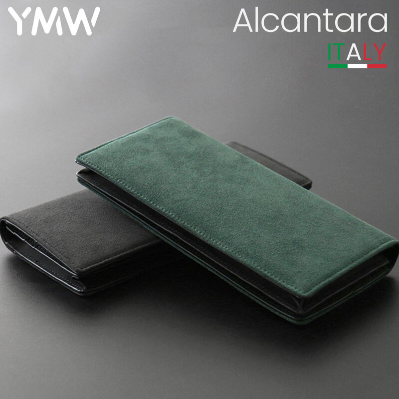 YMW ALCANTARA portmonetka damska i męska długa składana etui na karty do telefonu torba luksusowa sztuczna skóra prawdziwa opakowanie na karty