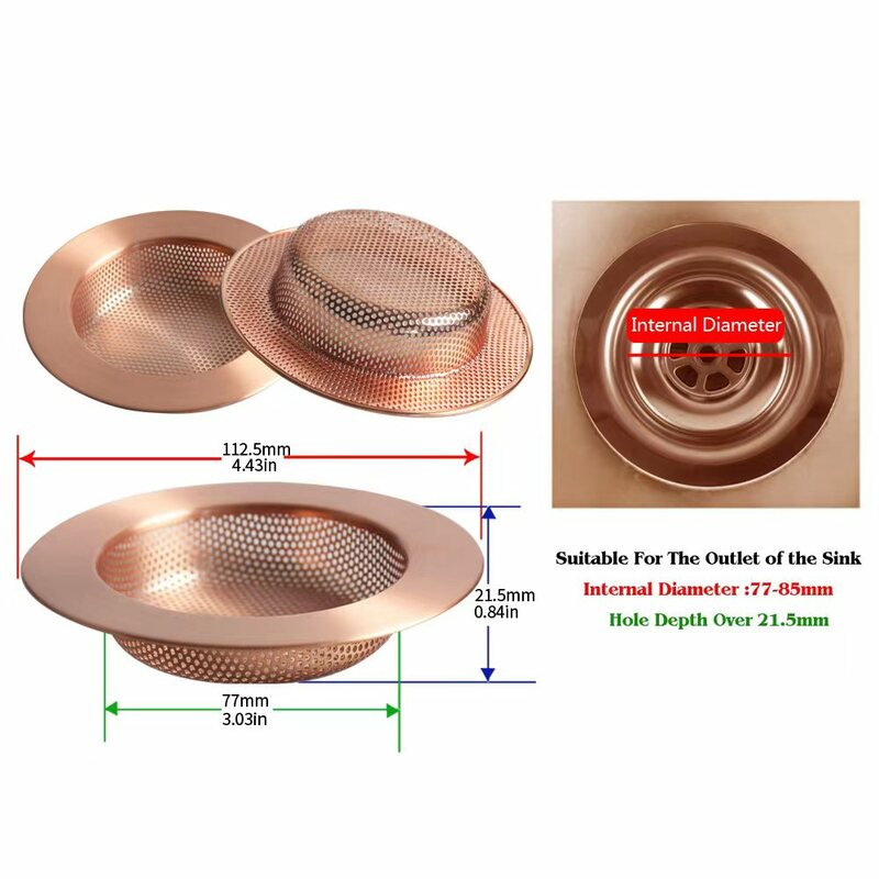 Talea-filtro de cesta para fregadero de cocina, accesorio pequeño de alcantarillado, Color cobre rojo, QS419C004