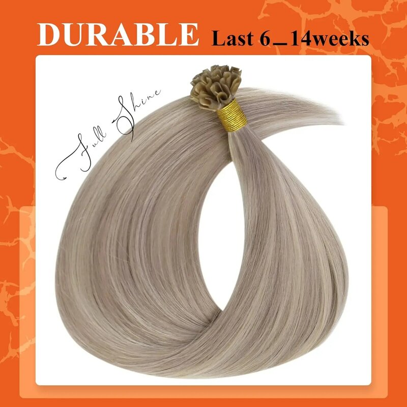 Full Shine U Tip-extensiones de cabello humano, pelo de fusión Balayage, 40-50g, pegamento de queratina, prepegado, Remy