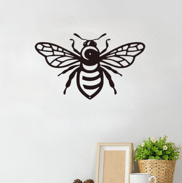 1pc Metal Honey Bee Wall Decor,Metal Wall Art Decor, per portico Garden Bee Hive, regalo per gli amanti delle api, Bee keeers Apiary Sign Gift