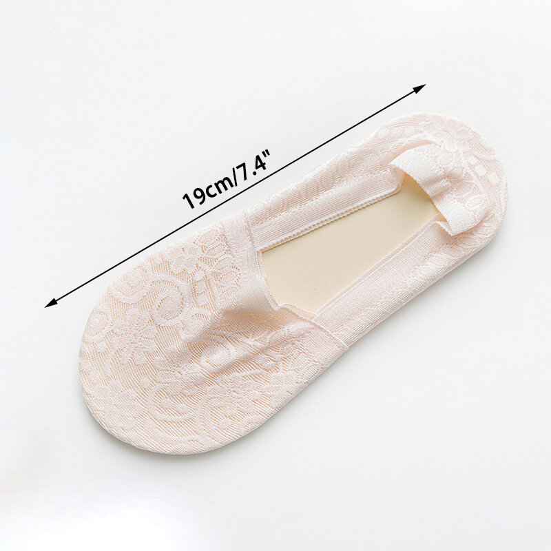 Women Socks Summer Thin Breathable Silicone Non-slip Ladies Invisible Lace Boat Sock Transparent Fashion