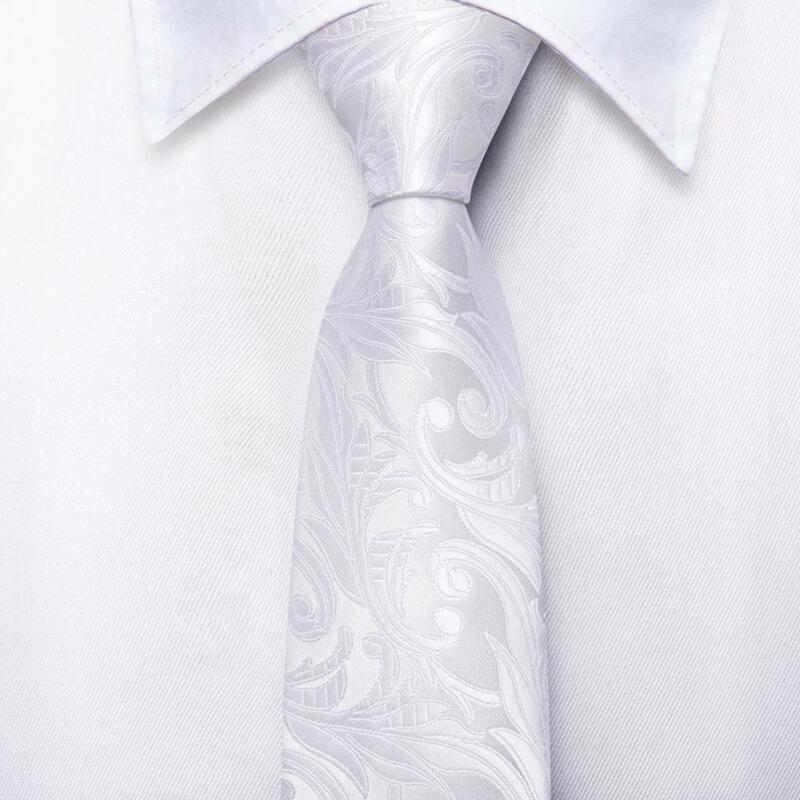 Hi-Tie bianco floreale ragazzi ragazze cravatta per bambini Handky bambino cravatta di seta 120CM di lunghezza 6CM di larghezza studente bambini accessori uniformi