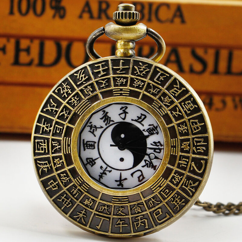 Reloj de bolsillo de cuarzo para hombre y mujer, pulsera con colgante de oro, diseño especial, estilo chino, regalo