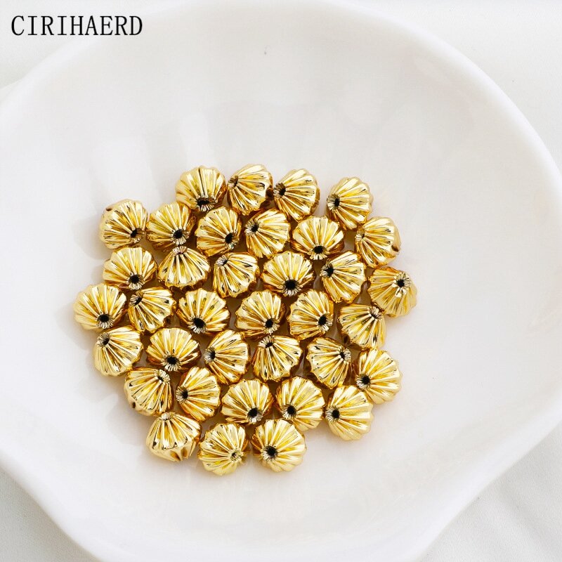Perles texturées Aliments plaquées or 14 carats pour bracelets exécutifs, accessoires de bijoux faits à la main, entretoise en cuivre, 3 types, résultats de bricolage