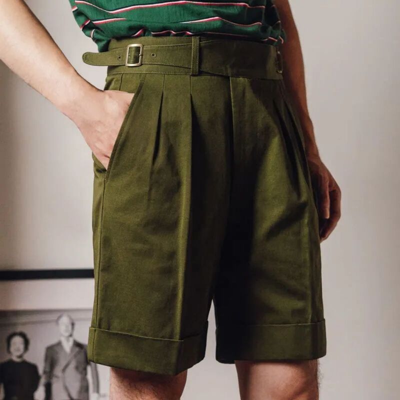 2023 New Summer Cotton Vintage Army uomo tinta unita Retro Gurkha pantaloni militari pantaloncini Gurkha Cropped Pants