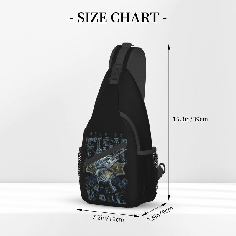 Born To FISH Forced To Work Fishing Fisherman Sling Bag Chest Crossbody Shoulder Backpack Sports Daypacks Fashion School Bags