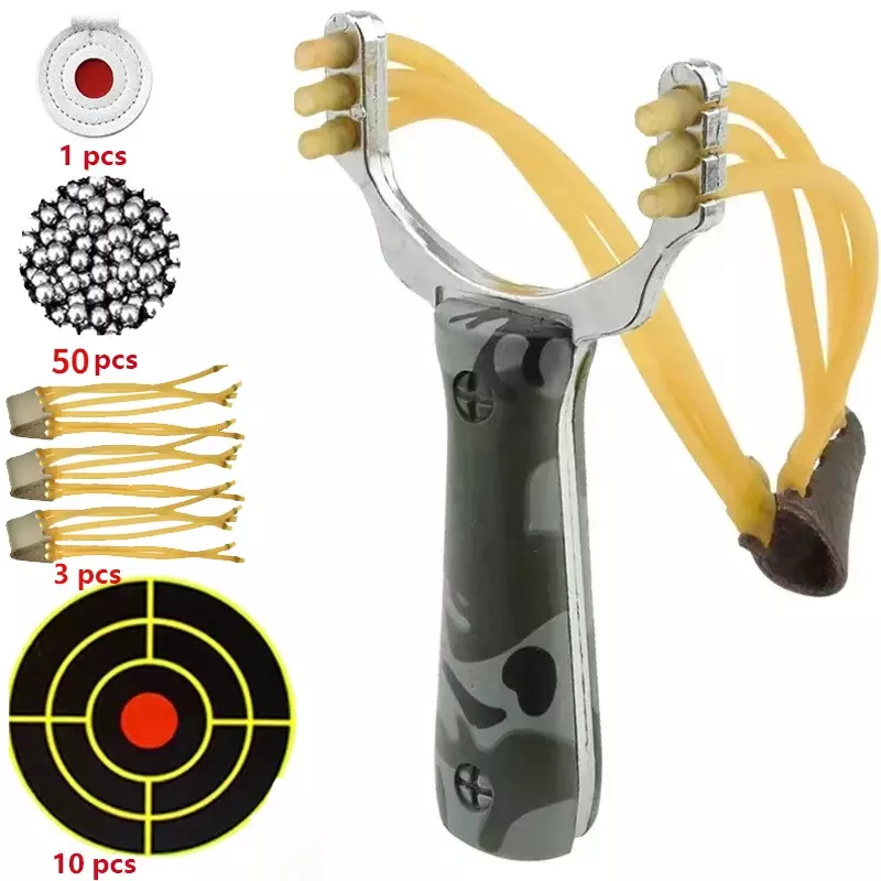 Camouflage Metal potente Slingsshot Card Ball Professional Slingshot Outdoor Hunting and Shooting Package accessori per la caccia