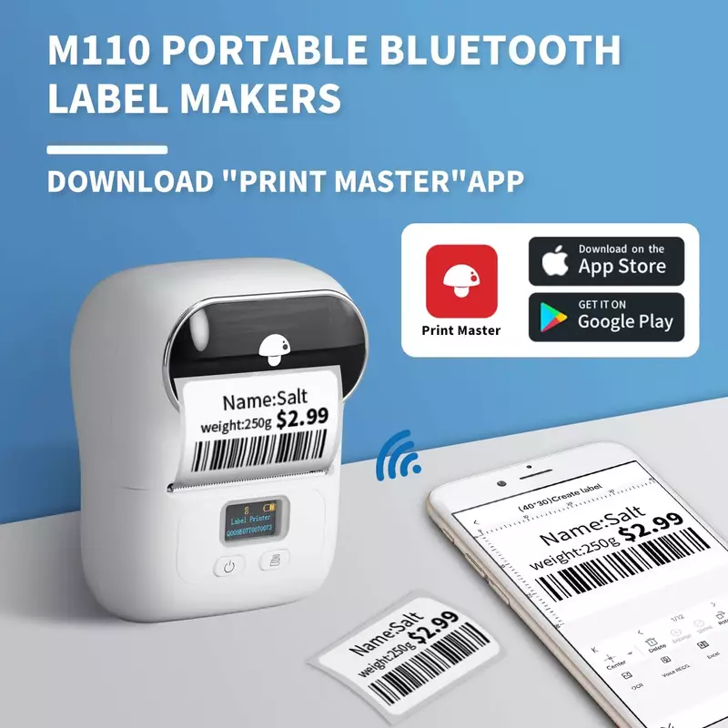 Phomemo M110 портативный принтер для этикеток миниатюрный тепловой самоклеящийся принтер для наклеек мобильный Карманный бирка цена УФ-принтер для наклеек