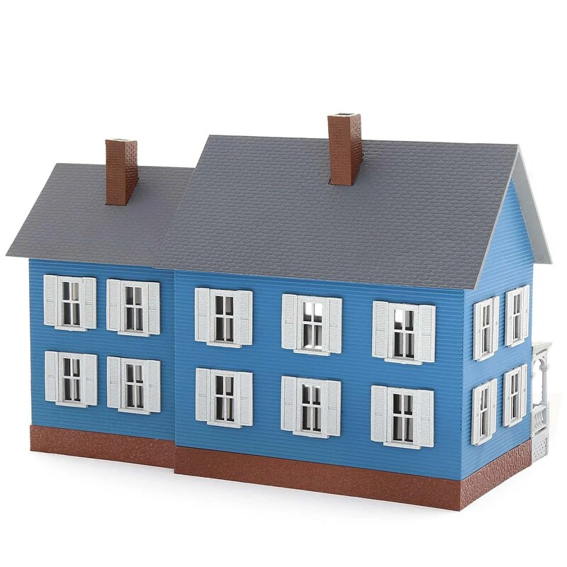 Evemodel HO Scale Model Village House Two-story Building with Porch for Model Trains JZ8707B