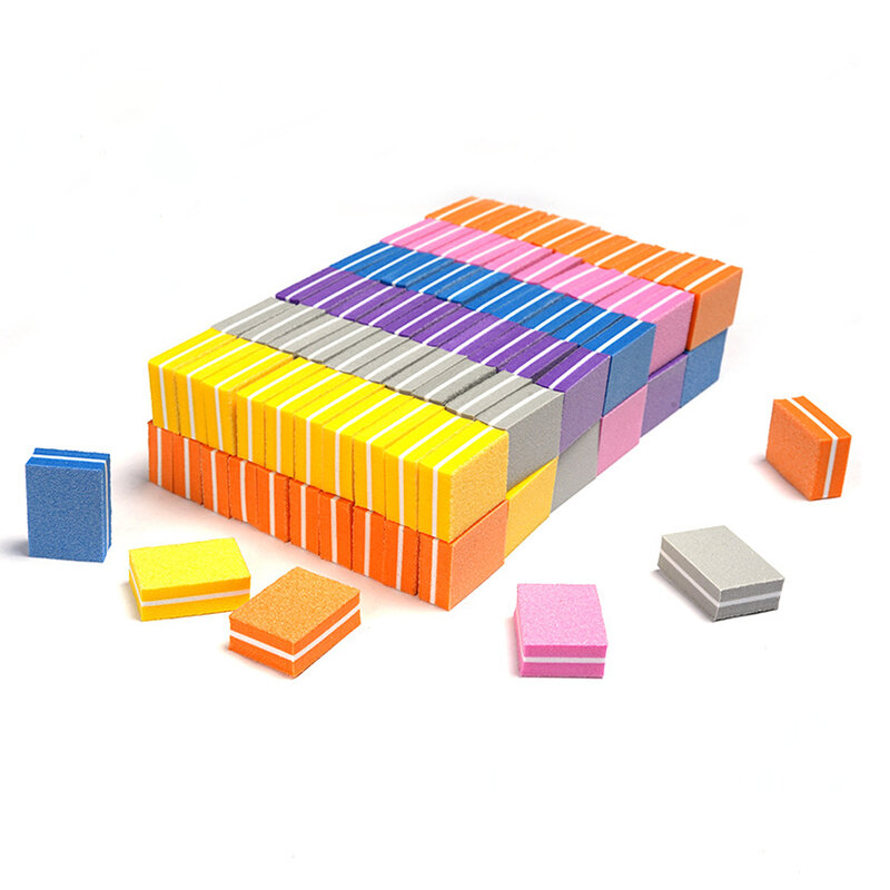 10 pçs mini arquivos de unhas 100x180 esponja prego bloco lixa buffer colorido unhas arquivos e buffer conjunto
