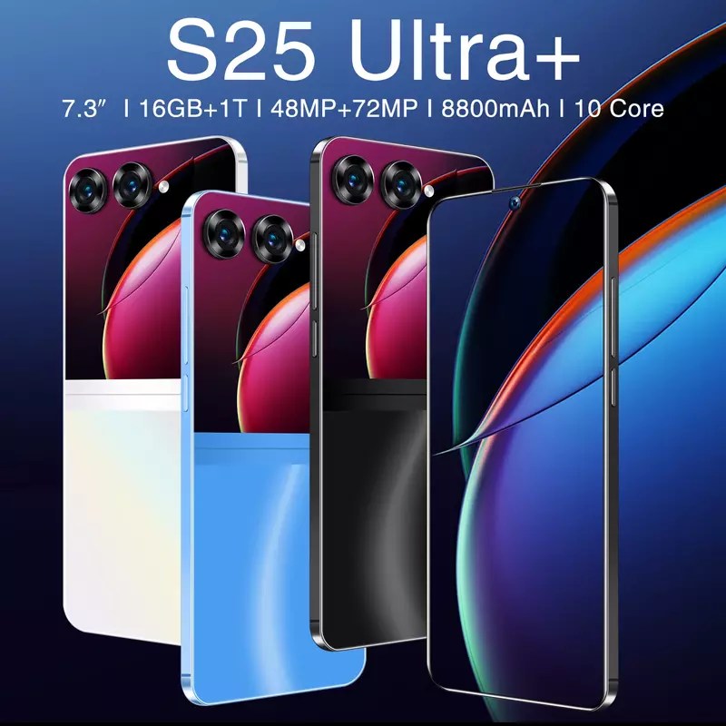 S25 Ultra Android 13 Smartphone, 7.3 HD Screen, 16G + 1T, 8800mAh, 5G, Dual Sim, Face Desbloqueada, Telefone Móvel Original, Novo, 2020