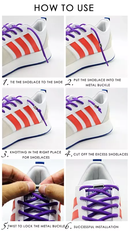 Colorful Elastic Shoe Laces Semicircle No Tie Shoelaces for Kids and Adult Shoelace for Sneakers Quick Lazy Laces Capsule Buckle