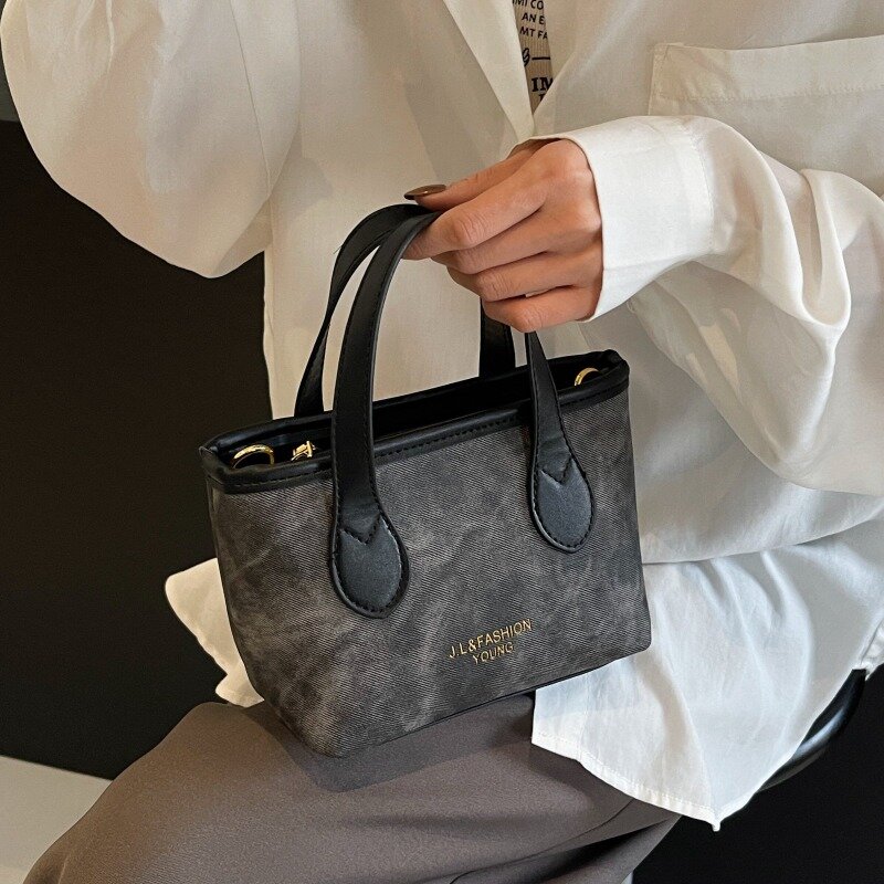 2024 Neuankömmling Frauen Patchwork Umhängetasche Pu Leder Denim Handtasche Damen kleine quadratische Umhängetaschen weibliche tägliche Handtaschen
