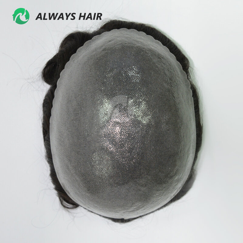 Tupé de piel OS28 para hombres, parches para el cabello de 0,12-0,14mm, 130% de densidad, peluca de prótesis capilar