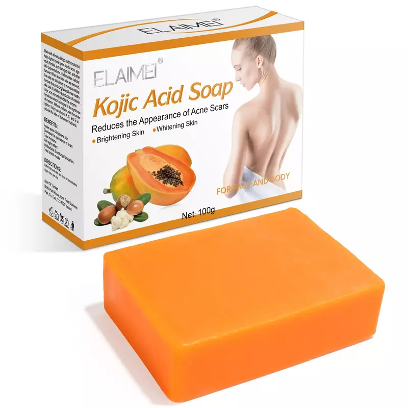 1 Piece of Kojic Acid Soap, Papaya Extract Essential Oil Soap, Gentle Cleaning and Moisturizing Shower Soap