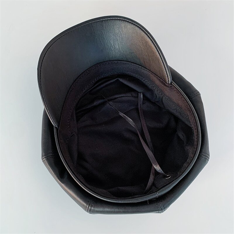 Кожаная шапка, Женская осенне-зимняя кепка газетчика, берет, женские шапки для женщин, черные женские Модные Винтажные шапки, берет