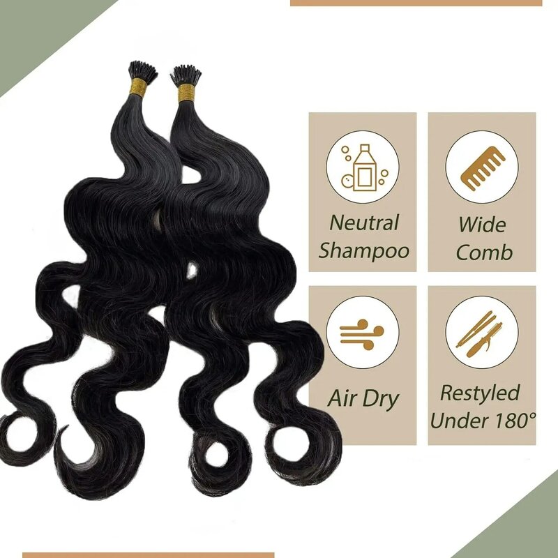 I Tips-Extensiones brasileñas rectas para mujer, cabello humano Natural, negro, 50g, # 1B