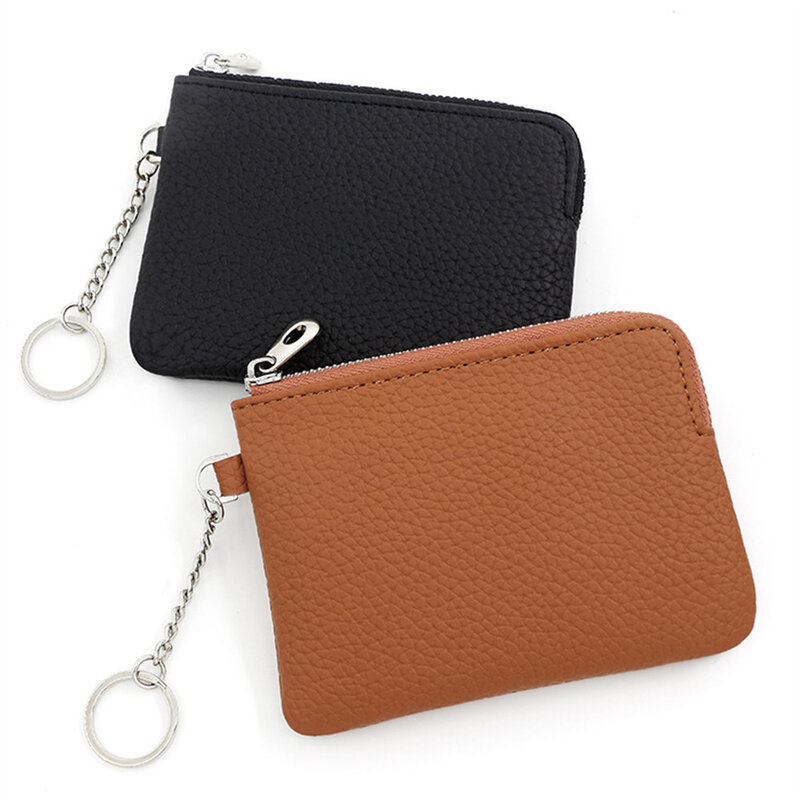 Porta-moedas de couro PU para mulheres, bolsas pequenas, carteiras de bolso, porta-chaves, mini bolsa funcional, carteiras de cartão Zipper