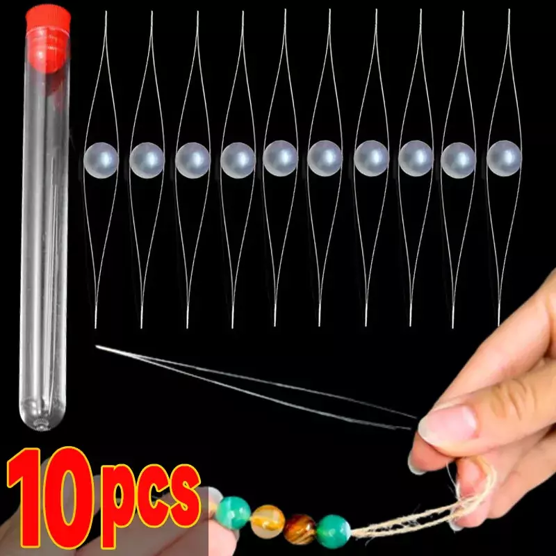 1/10pcs DIY Beading Needles Seed Beads Needle Big Eye Beaded Needles Collapsible Beading Pins Open Needles Jewelry Making Tool