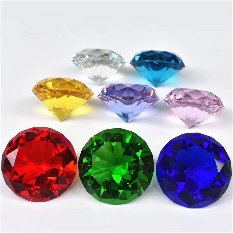 10 Colors Crystal Diamond Shaped Paperweight Decorative Cut Glass Giant Gemstone Wedding Office Desktop Ornament Birthday Gifts