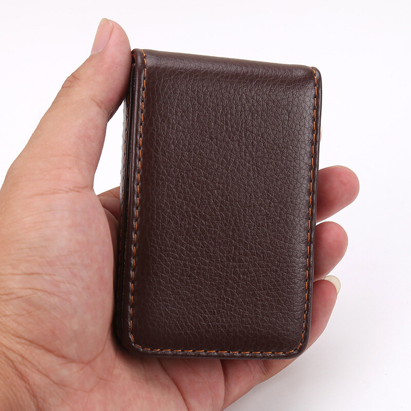 กล่องนามบัตรหนัง PU กระเป๋าเก็บบัตรระบบแม่เหล็กของผู้ชายธุรกิจกล่องนามบัตร