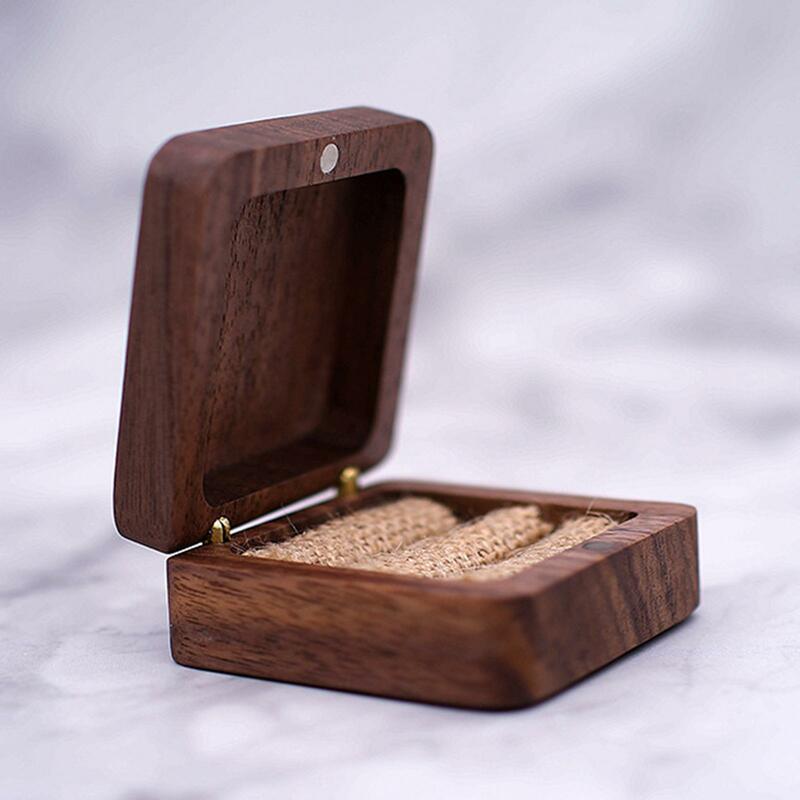 Walnut Wood Rings Bearer Box Holder for Engagement and Proposals Jewelry Box
