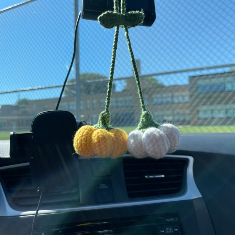 Hand-Woven Pumpkin Key Chain, Halloween Car Mirror, Decorative Crochet Accessories, Lady Bag, Alloy Pendant
