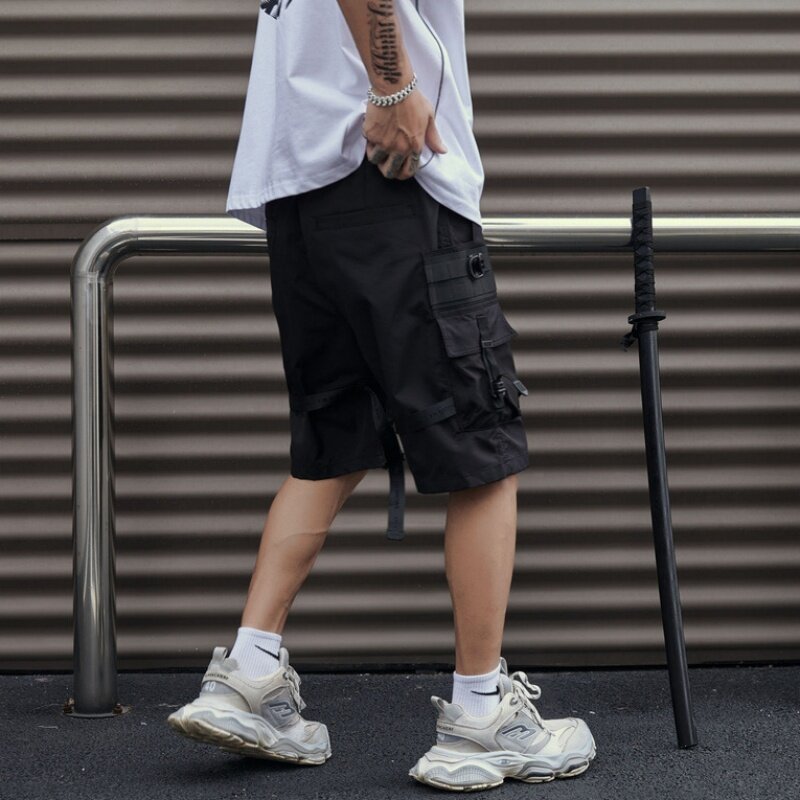 Pantalones cortos tácticos para hombre, Shorts Cargo con diseño de Streamer con múltiples bolsillos, ropa técnica de calle Y2K, novedad de verano 2024