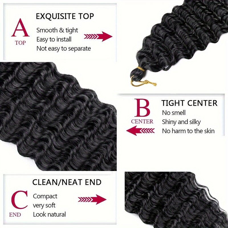 Ekstensi rambut kepang sintetis 22 inci untuk wanita, rambut ekstensi sintetis keriting berombak besar, rambut Crochet bergelombang dalam untuk wanita