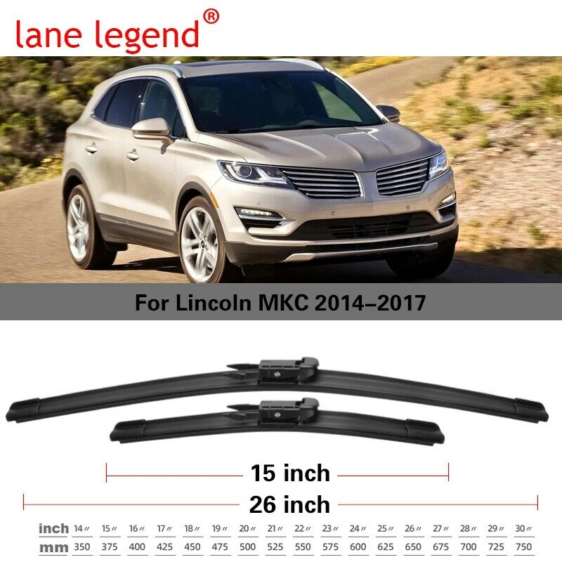 Car Wiper Blades for Lincoln MKC 2014 2015 2016 2017 Fit Pinch Type Arms Car Cleaning Replacement LHD 26"+15"+12"