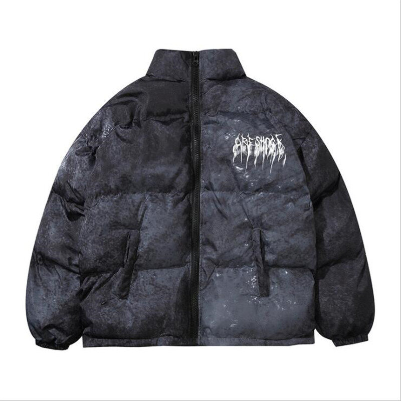 Men Hip Hop Oversize Padded Bomber Jacket Coat Streetwear Graffiti Jacket Parka Cotton Harajuku Winter Down Jacket Coat Outwear