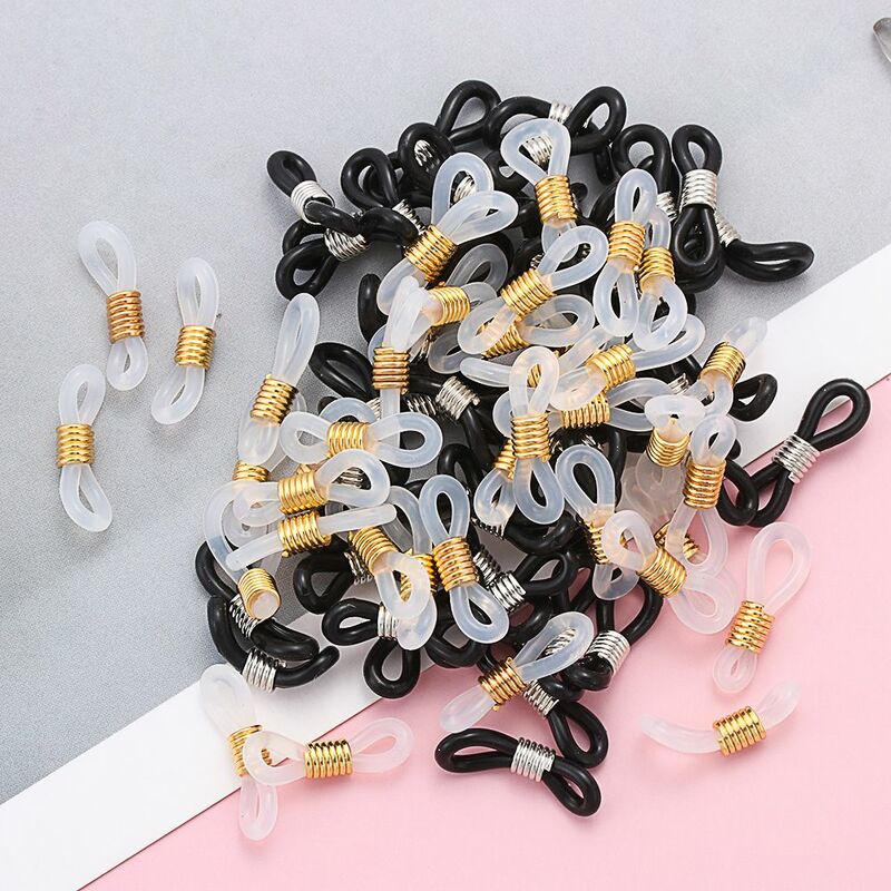 50PCS Rubber Anti-Slip Eyeglass Chain Ends Retainer Adjustable Rubber Eyeglass Strap Spectacle End Connectors Glasses Ring