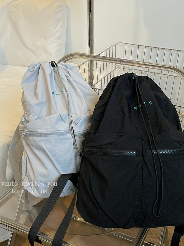 大容量巾着バックパック、カジュアルランドセルバッグ、学生レジャー旅行ハンドバッグ、ファッション、夏