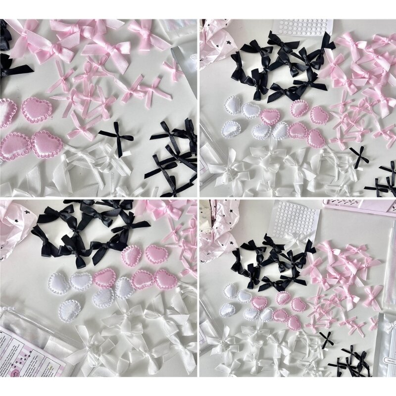 Lot 10 matériaux d'emballage en forme cœur avec nœud rose blanc, couverture carte, décoration DIY, porte-carte