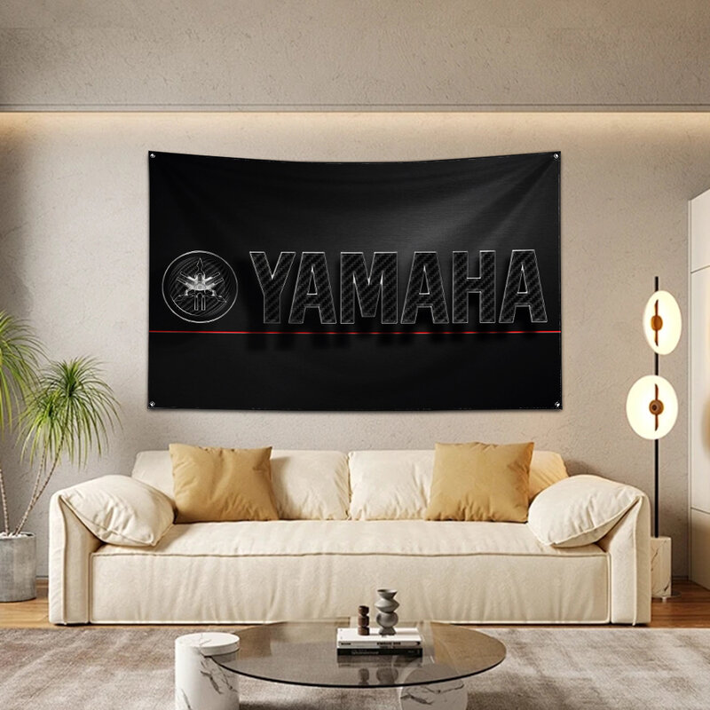 3X5 Ft Motorracen Y-Yamahas Vlag Polyester Digitale Drukbanner Voor Garage Of Buitendeurdecoratie