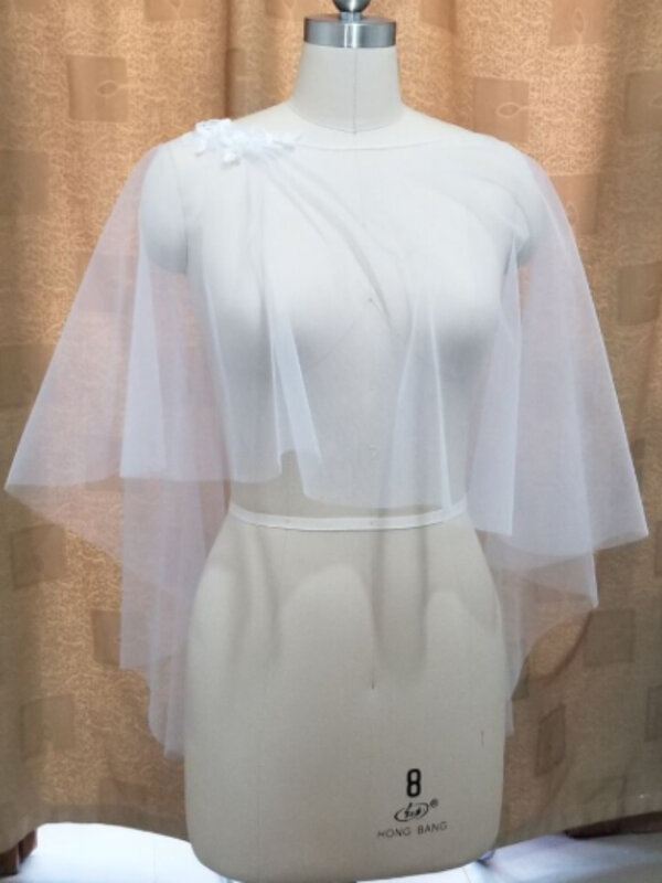 Jakość kobiety ślubne Bolero płaszcze koronkowe wieczorowe szale wesele Wrap wzruszając ramionami tiulowe etole letnia kurtka ślubna