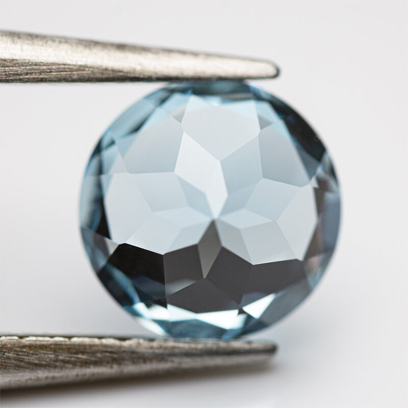 Perle di fascino di forma rotonda di colore dell'acquamarina dello zaffiro coltivato in laboratorio per gioielli fai da te che fanno i materiali del pendente certificato di AGL selezionabile
