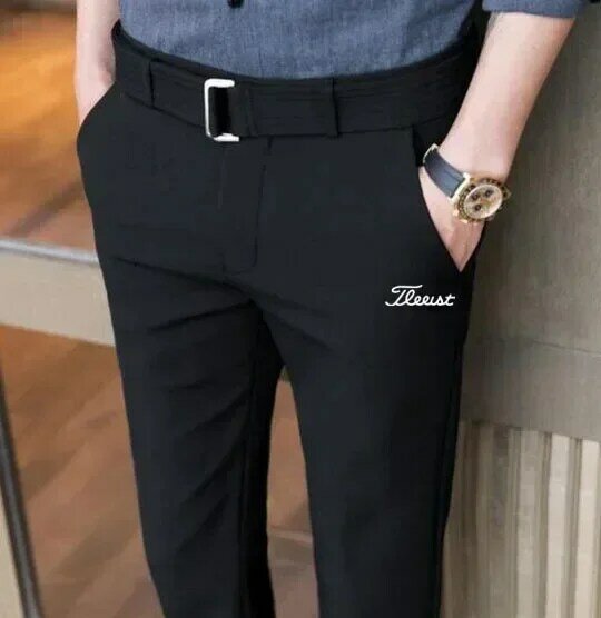2024 new golf pants men's business casual pants Breathable straight-leg belt men's pants