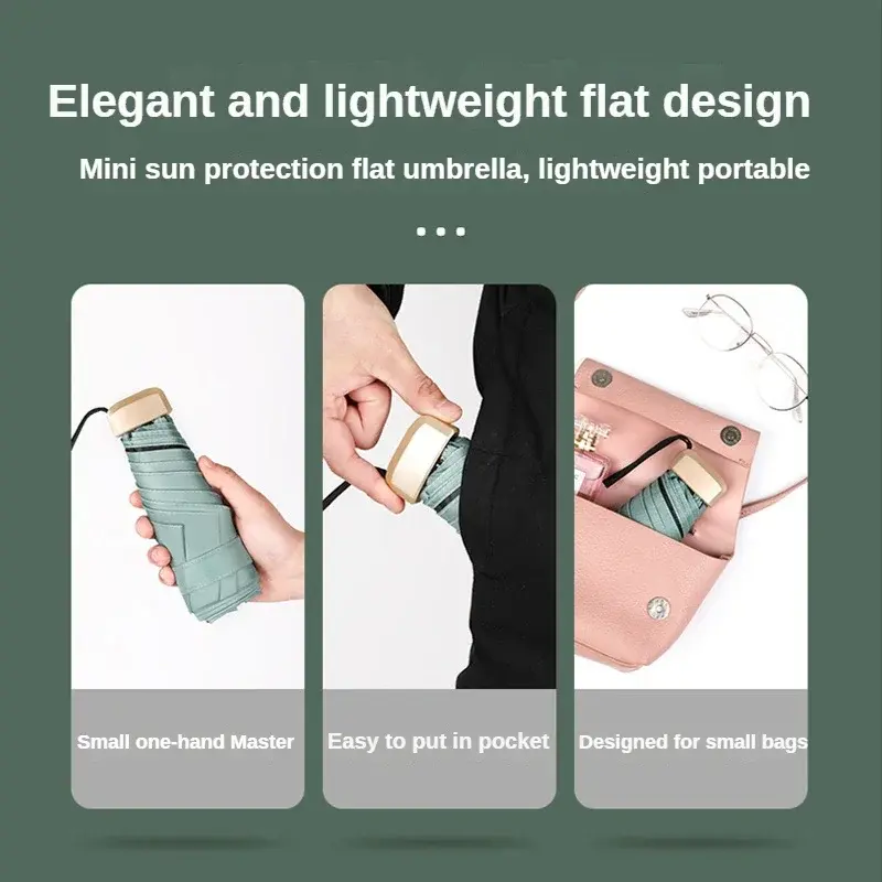 Miniparasol de bolsillo para mujer, cápsula de sol UV, paraguas de negocios