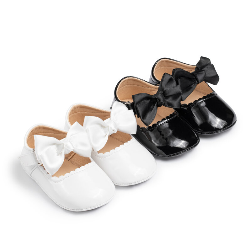 Baby Girl Shoes Newborn Baby First Walker Toddler Crib Shoe PU Anti-Slip Bowknot Dress Princess Shoes